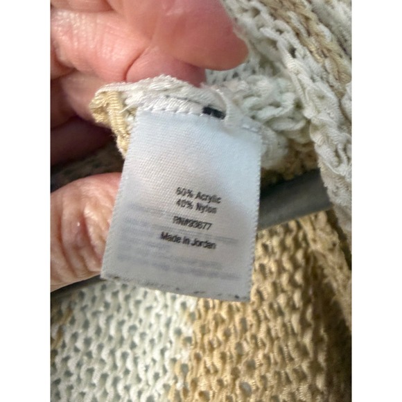 St Johns Bay Tan White Stripe Open Front Knit Cardigan Sweater XL - Picture 7 of 11